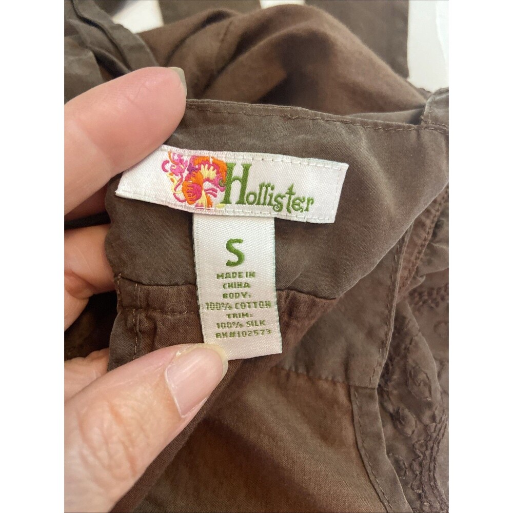 Y2K Hollister Brown Babydoll Tie Back Tank Top | Women’s Sz Sm Adjustable Strap - Picture 7 of 11